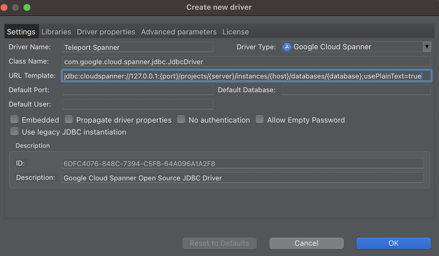Create Custom DBeaver Google Spanner Driver